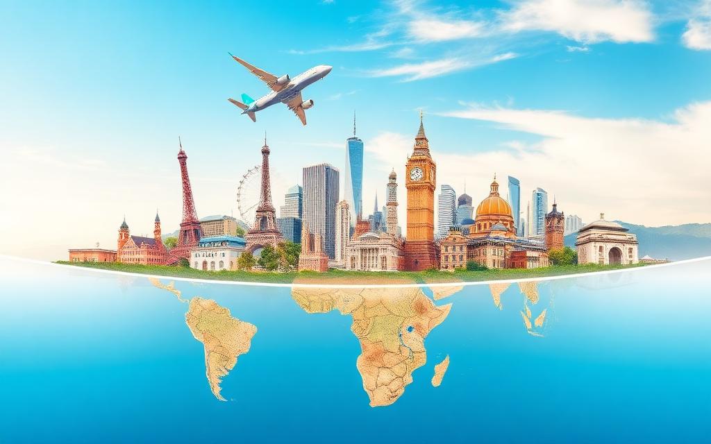 Pontos turísticos de vários países ao redor do mundo
